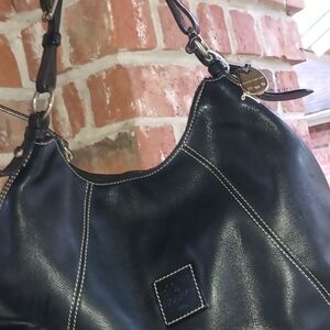 Vintage Dooney & Bourke Black Leather Hobo Bag
